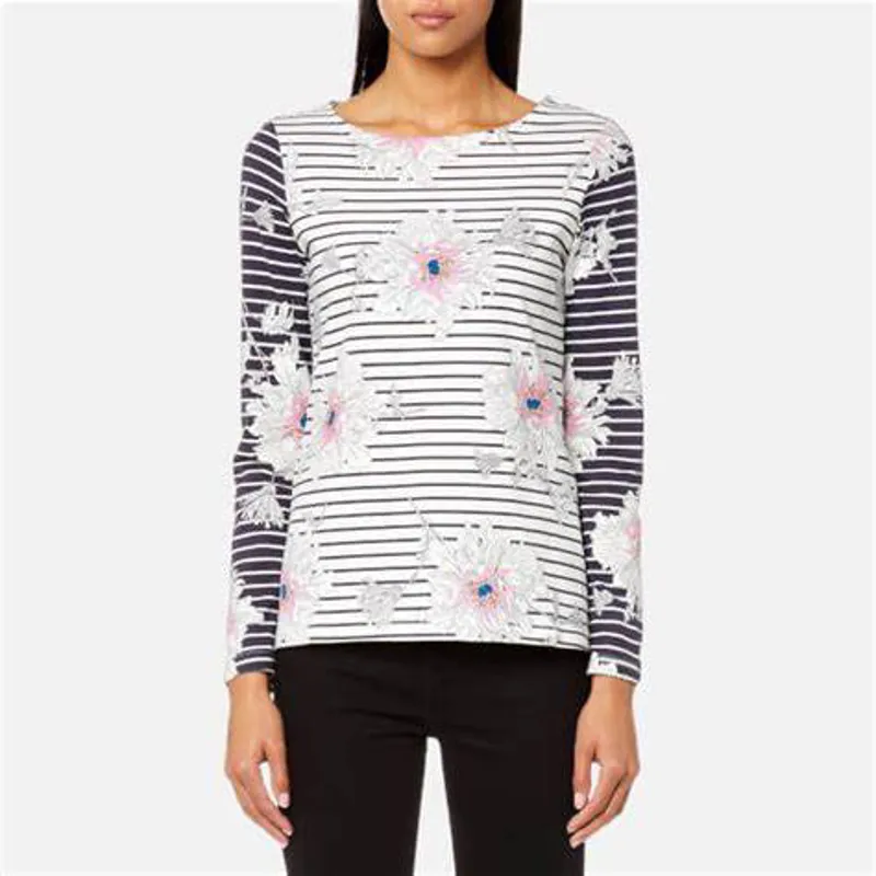 Joules Harbour Printed Jersey Top - Cream Peony Stripe